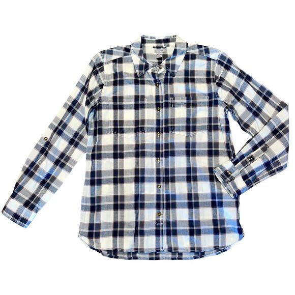 Carhartt Button Up M Gray Plaid Collared Medium Shirt Top Purple - Picture 7 of 11